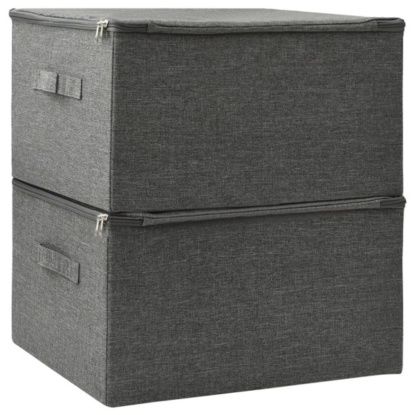 Cajas de almacenaje 2 unidades tela gris antracita 43x34x23 cm Cajas de almacenaje 2 unidades tela gris antracita 43x34x23 cm