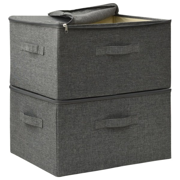 Cajas de almacenaje 2 unidades tela gris antracita 43x34x23 cm Cajas de almacenaje 2 unidades tela gris antracita 43x34x23 cm