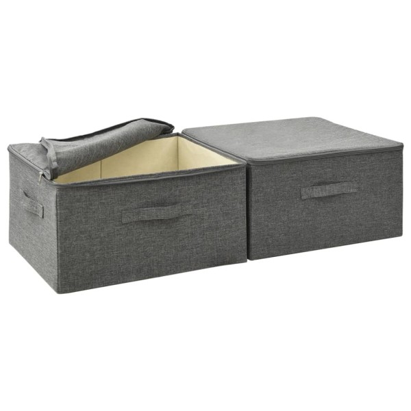 Cajas de almacenaje 2 unidades tela gris antracita 43x34x23 cm Cajas de almacenaje 2 unidades tela gris antracita 43x34x23 cm