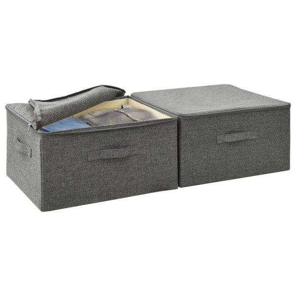 Cajas de almacenaje 2 unidades tela gris antracita 43x34x23 cm Cajas de almacenaje 2 unidades tela gris antracita 43x34x23 cm