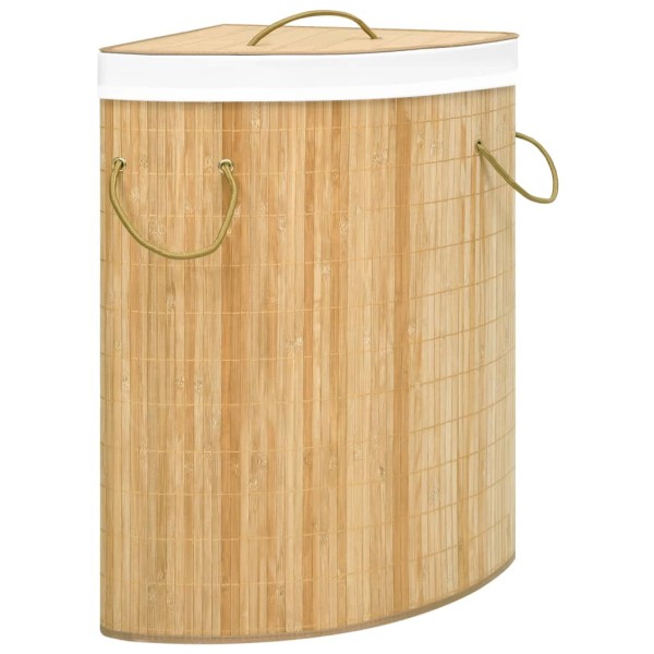 Cesto para la ropa sucia de esquina bambú 60 L Cesto para la ropa sucia de esquina bambú 60 L
