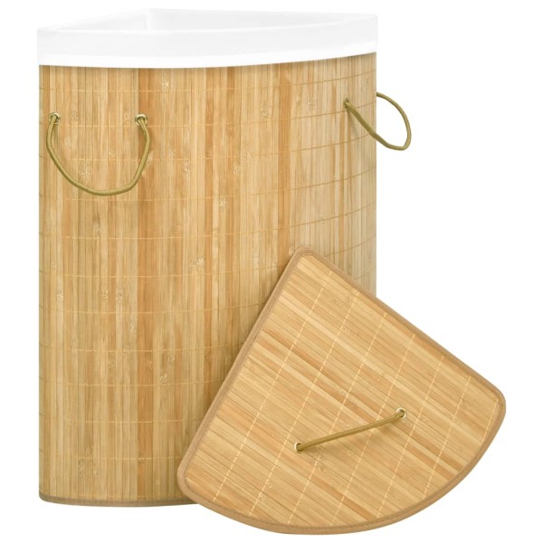 Cesto para la ropa sucia de esquina bambú 60 L Cesto para la ropa sucia de esquina bambú 60 L