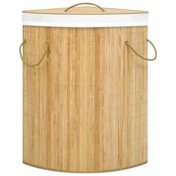Cesto para la ropa sucia de esquina bambú 60 L Cesto para la ropa sucia de esquina bambú 60 L