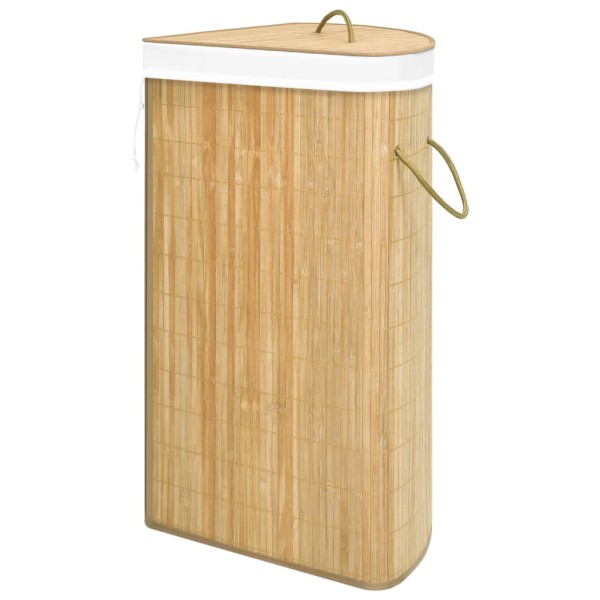 Cesto para la ropa sucia de esquina bambú 60 L Cesto para la ropa sucia de esquina bambú 60 L