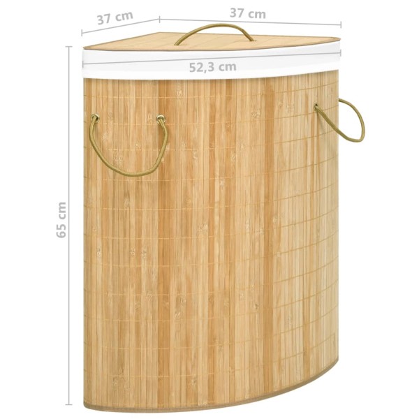Cesto para la ropa sucia de esquina bambú 60 L Cesto para la ropa sucia de esquina bambú 60 L
