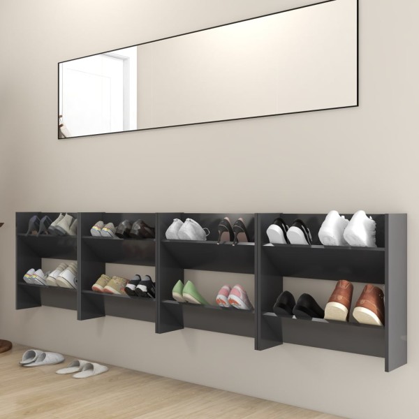 Zapateros de pared 4 uds madera contrachapada gris 60x18x60 cm Zapateros de pared 4 uds madera contrachapada gris 60x18x60 cm