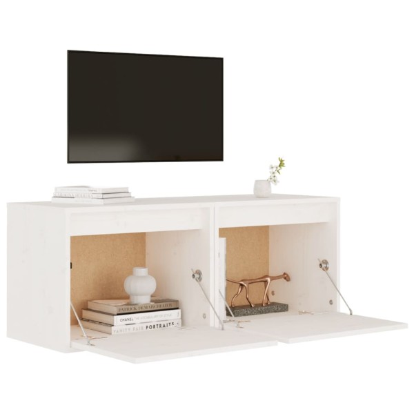 Armario de pared 2 uds madera maciza de pino blanco 45x30x35 cm Armario de pared 2 uds madera maciza de pino blanco 45x30x35 cm