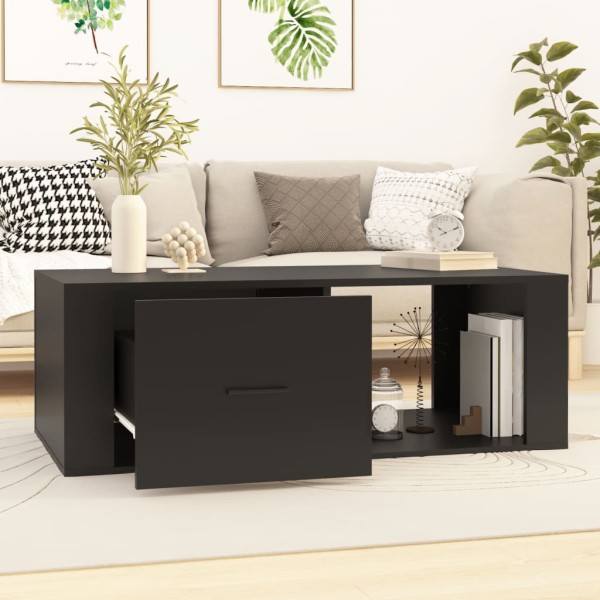 Mesa de centro madera contrachapada negro 100x50,5x35 cm Mesa de centro madera contrachapada negro 100x50,5x35 cm