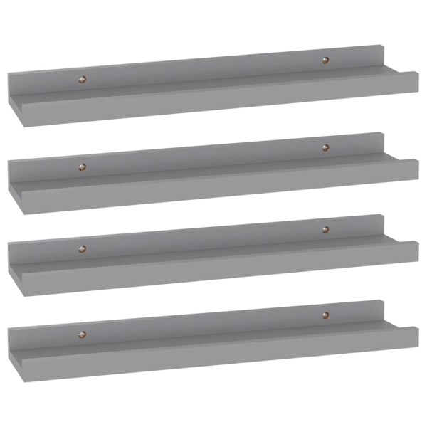 Estantes de pared 4 unidades gris 40x9x3 cm Estantes de pared 4 unidades gris 40x9x3 cm