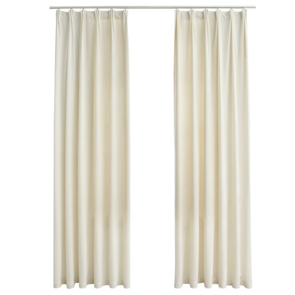 Cortinas opacas con ganchos 2 pzas terciopelo crema 140x245 cm Cortinas opacas con ganchos 2 pzas terciopelo crema 140x245 cm