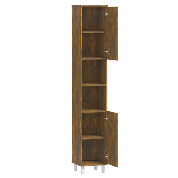 Armario de baño madera contrachapada roble ahumado 30x30x179 cm
