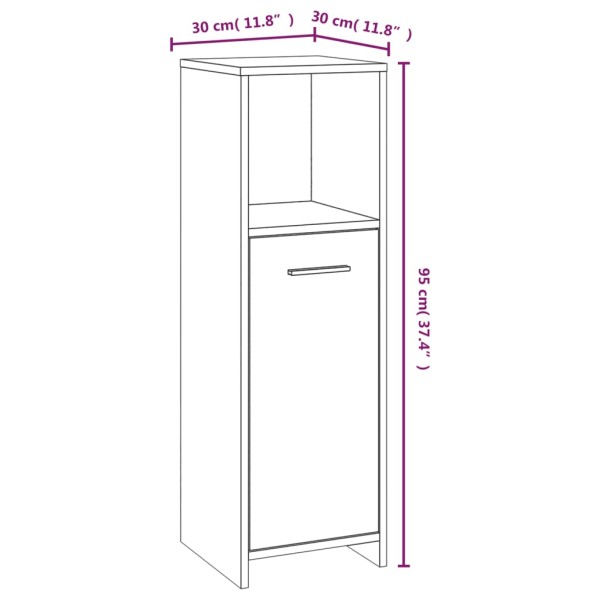 Armario de baño madera contrachapada gris Sonoma 30x30x95 cm Armario de baño madera contrachapada gris Sonoma 30x30x95 cm