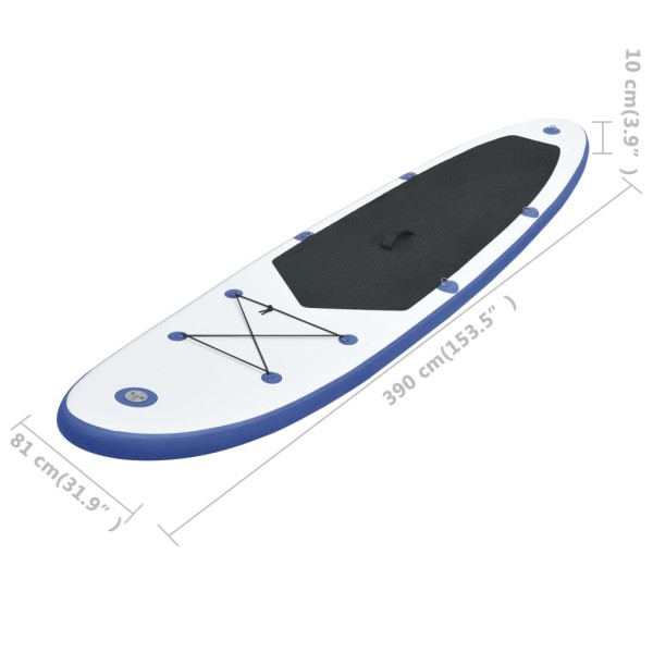 Set de tabla inflable de paddle surf SUP azul y blanco Set de tabla inflable de paddle surf SUP azul y blanco