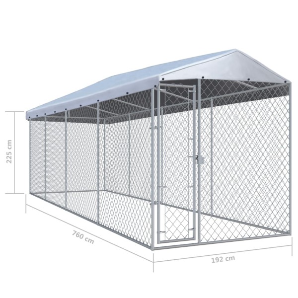 Perrera de exterior con tejado 760x190x225 cm Perrera de exterior con tejado 760x190x225 cm