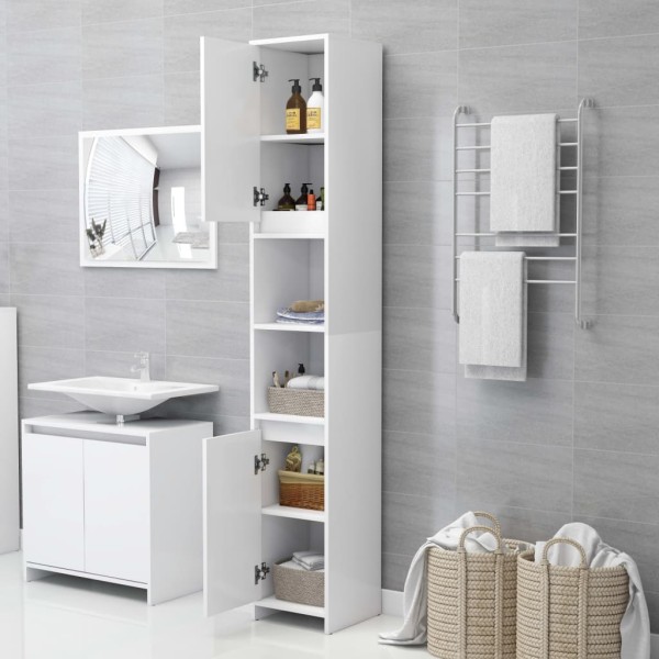 Armario de baño madera contrachapada blanco 30x30x183,5 cm Armario de baño madera contrachapada blanco 30x30x183,5 cm