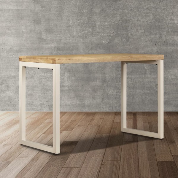 Mesa de comedor de madera maciza de mango y acero 115x55x76 cm Mesa de comedor de madera maciza de mango y acero 115x55x76 cm