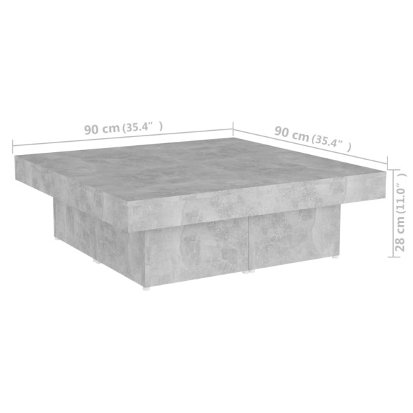Mesa de centro madera contrachapada gris hormigón 80x50x40 cm Mesa de centro madera contrachapada gris hormigón 80x50x40 cm