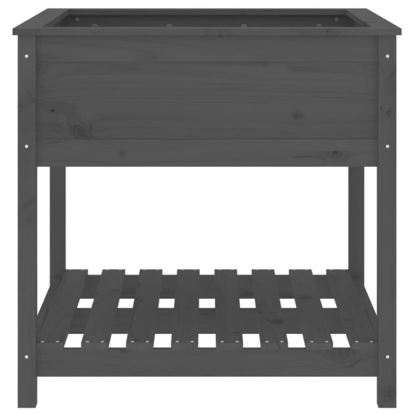 Jardinera con estante madera maciza pino gris 82,5x82,5x81 cm Jardinera con estante madera maciza pino gris 82,5x82,5x81 cm