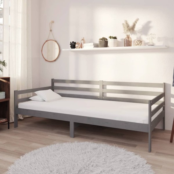 Sofá cama de madera maciza de pino gris 90x200 cm Sofá cama de madera maciza de pino gris 90x200 cm