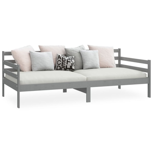 Sofá cama de madera maciza de pino gris 90x200 cm Sofá cama de madera maciza de pino gris 90x200 cm
