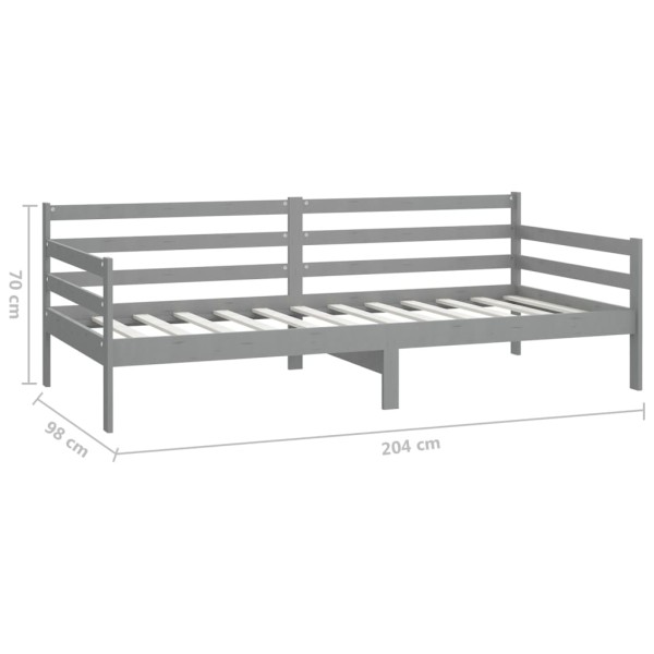 Sofá cama de madera maciza de pino gris 90x200 cm Sofá cama de madera maciza de pino gris 90x200 cm