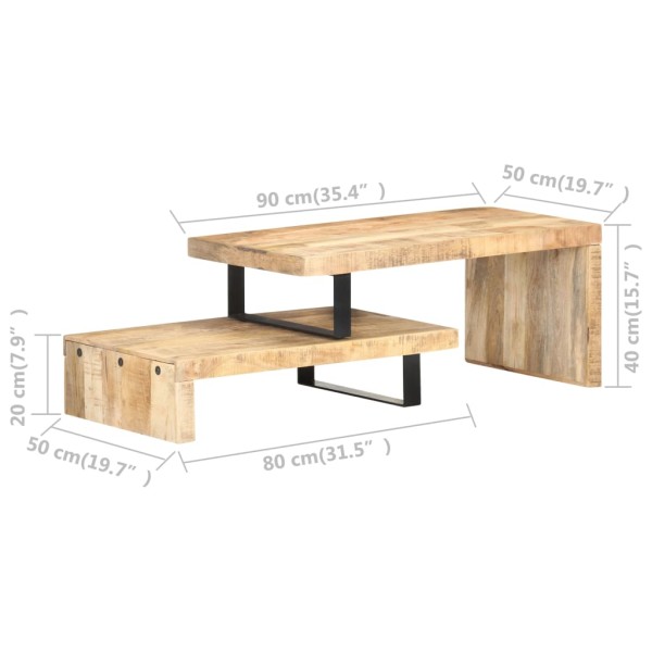 Set de 2 mesas de centro de madera maciza de mango Set de 2 mesas de centro de madera maciza de mango