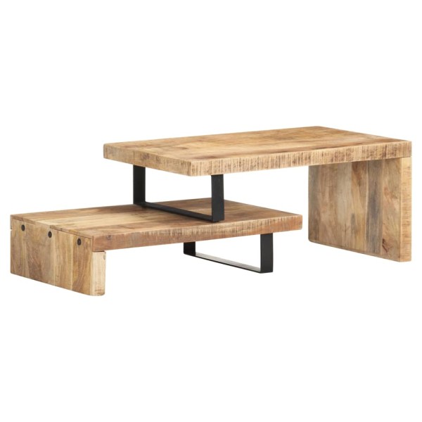 Set de 2 mesas de centro de madera maciza de mango Set de 2 mesas de centro de madera maciza de mango