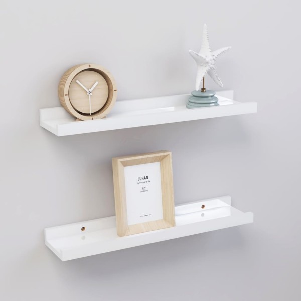 Estantes de pared 2 unidades blanco brillo 40x9x3 cm Estantes de pared 2 unidades blanco brillo 40x9x3 cm