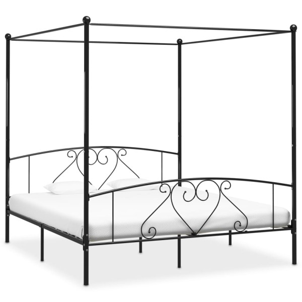 Estructura de cama con dosel metal negro 200x200 cm Estructura de cama con dosel metal negro 200x200 cm