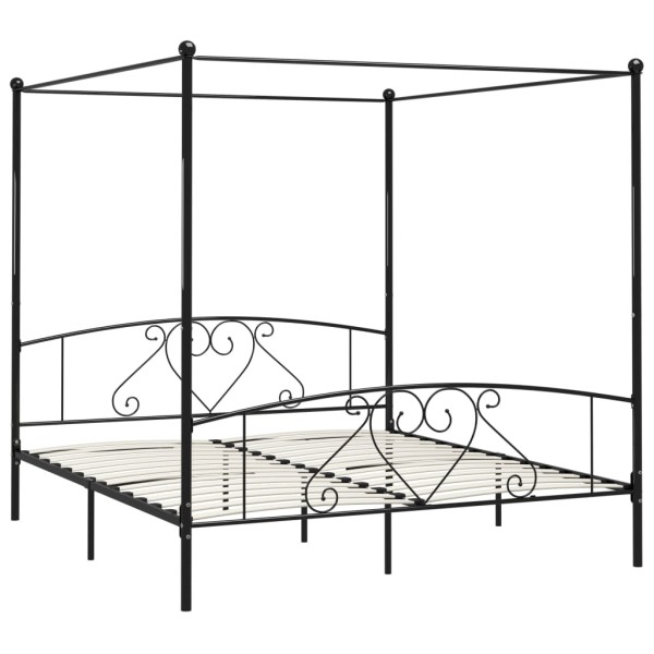 Estructura de cama con dosel metal negro 200x200 cm Estructura de cama con dosel metal negro 200x200 cm