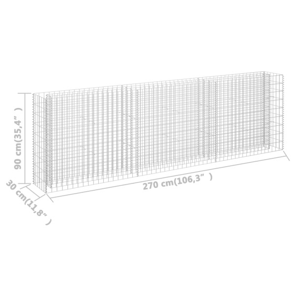 Arriate de gaviones de acero galvanizado 270x30x90 cm Arriate de gaviones de acero galvanizado 270x30x90 cm