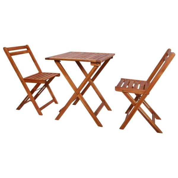Mesa y sillas bistró plegables 3 pzas madera maciza de acacia Mesa y sillas bistró plegables 3 pzas madera maciza de acacia