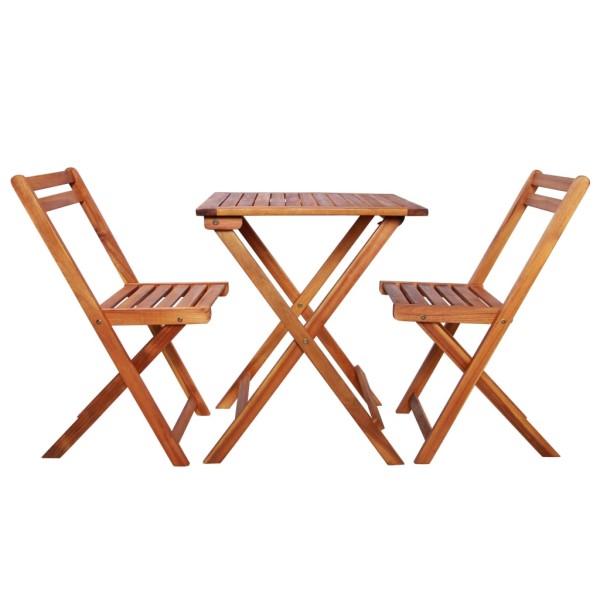 Mesa y sillas bistró plegables 3 pzas madera maciza de acacia Mesa y sillas bistró plegables 3 pzas madera maciza de acacia