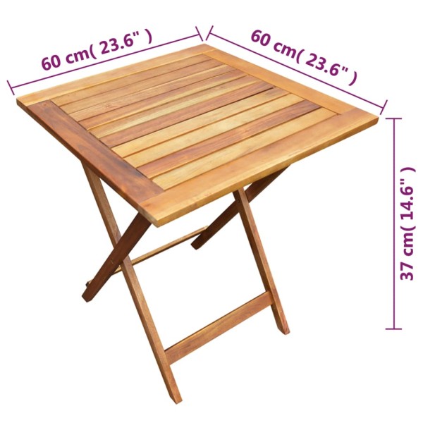 Mesa y sillas bistró plegables 3 pzas madera maciza de acacia Mesa y sillas bistró plegables 3 pzas madera maciza de acacia