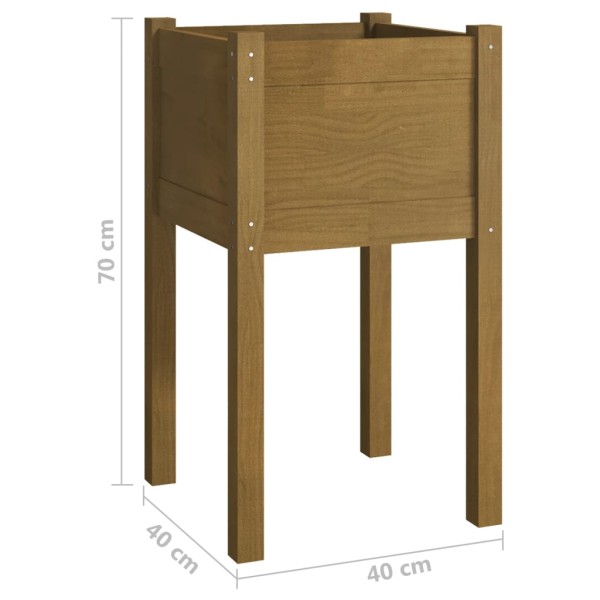 Jardinera de madera maciza de pino marrón miel 40x40x70 cm Jardinera de madera maciza de pino marrón miel 40x40x70 cm