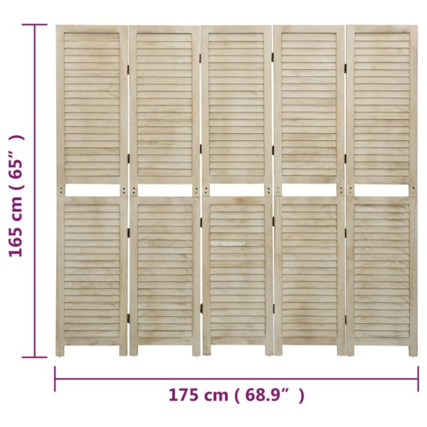 Biombo de 5 paneles de madera maciza de paulownia 175x165 cm Biombo de 5 paneles de madera maciza de paulownia 175x165 cm