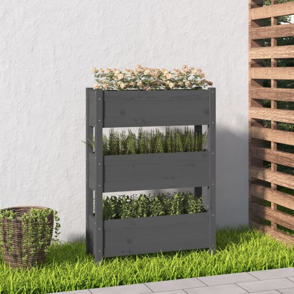 Jardinera de madera maciza de pino gris 77x25x104,5 cm Jardinera de madera maciza de pino gris 77x25x104,5 cm