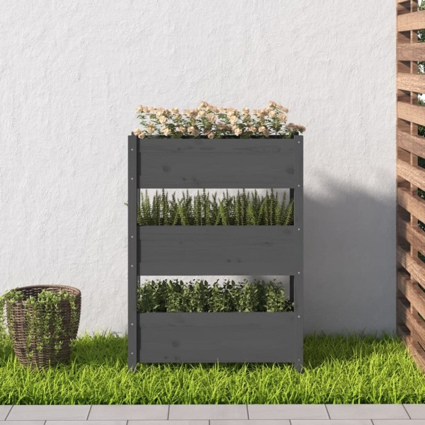 Jardinera de madera maciza de pino gris 77x25x104,5 cm Jardinera de madera maciza de pino gris 77x25x104,5 cm