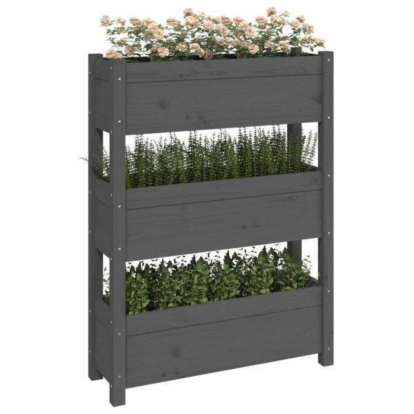 Jardinera de madera maciza de pino gris 77x25x104,5 cm Jardinera de madera maciza de pino gris 77x25x104,5 cm