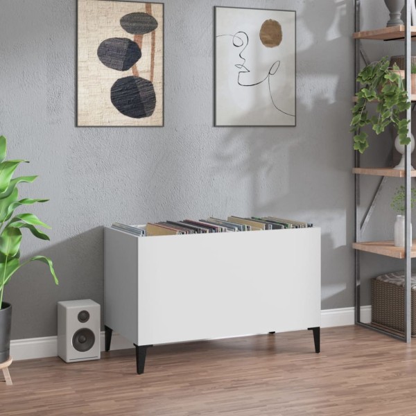 Mueble para discos madera contrachapada blanco 74,5x38x48 cm Mueble para discos madera contrachapada blanco 74,5x38x48 cm