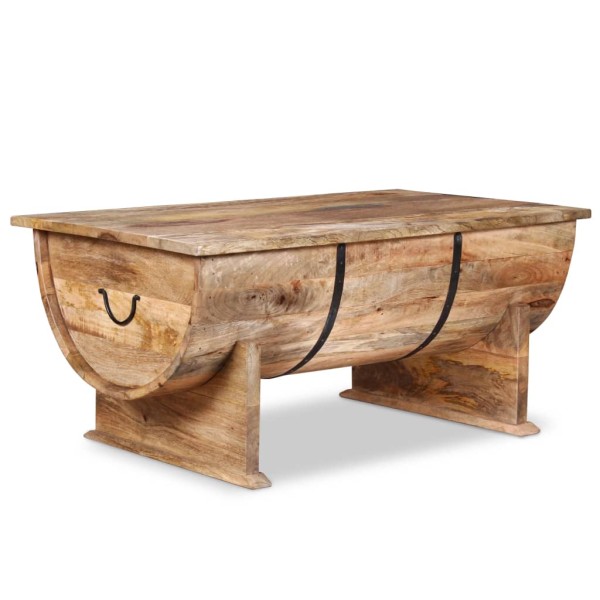 Mesa de centro de madera de mango maciza 88x50x40 cm