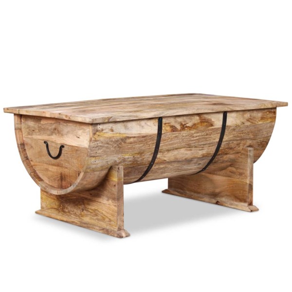 Mesa de centro de madera de mango maciza 88x50x40 cm