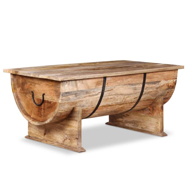 Mesa de centro de madera de mango maciza 88x50x40 cm
