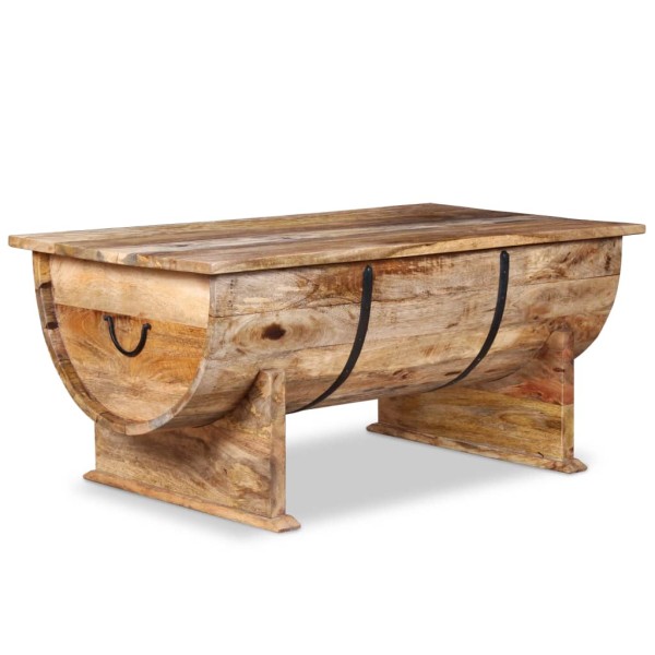Mesa de centro de madera de mango maciza 88x50x40 cm