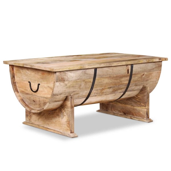 Mesa de centro de madera de mango maciza 88x50x40 cm