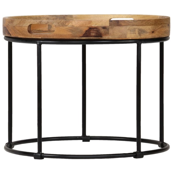 Mesa de centro de madera maciza de mango y acero 50x40 cm Mesa de centro de madera maciza de mango y acero 50x40 cm