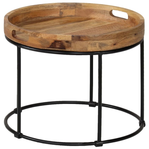 Mesa de centro de madera maciza de mango y acero 50x40 cm Mesa de centro de madera maciza de mango y acero 50x40 cm