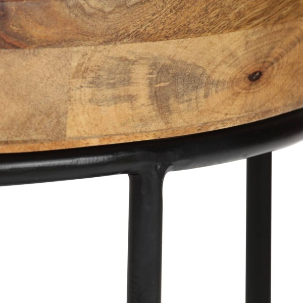 Mesa de centro de madera maciza de mango y acero 50x40 cm Mesa de centro de madera maciza de mango y acero 50x40 cm