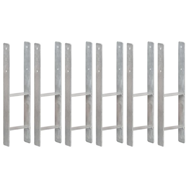 Anclajes de valla 6 uds acero galvanizado plateado 14x6x60 cm Anclajes de valla 6 uds acero galvanizado plateado 14x6x60 cm