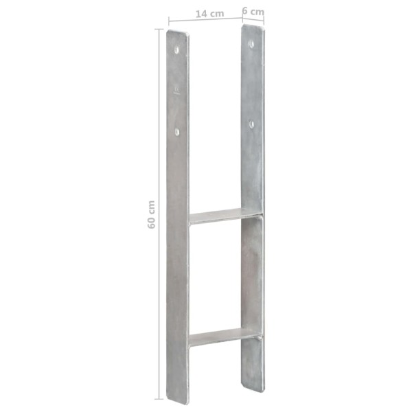 Anclajes de valla 6 uds acero galvanizado plateado 14x6x60 cm Anclajes de valla 6 uds acero galvanizado plateado 14x6x60 cm